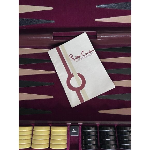 Vintage Pierre Cardin Backgammon Set Velour Attaché Case 1970s w/ Cups Manual - Picture 3 of 13